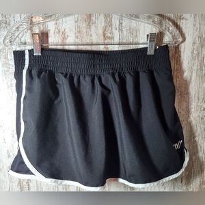 Varsity Spirit Black Athletic Skorts Skirt Shorts with White Accents